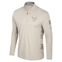 Men's Colosseum Natural Vanderbilt Commodores OHT Military Appreciation Quarter-Zip Jacket