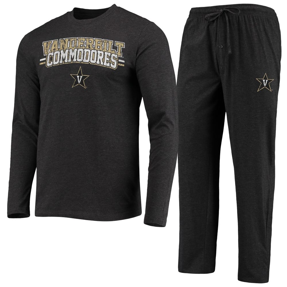 Men's Concepts Sport Black/Heathered Charcoal Vanderbilt Commodores Meter Long Sleeve T-Shirt & Pants Sleep Set