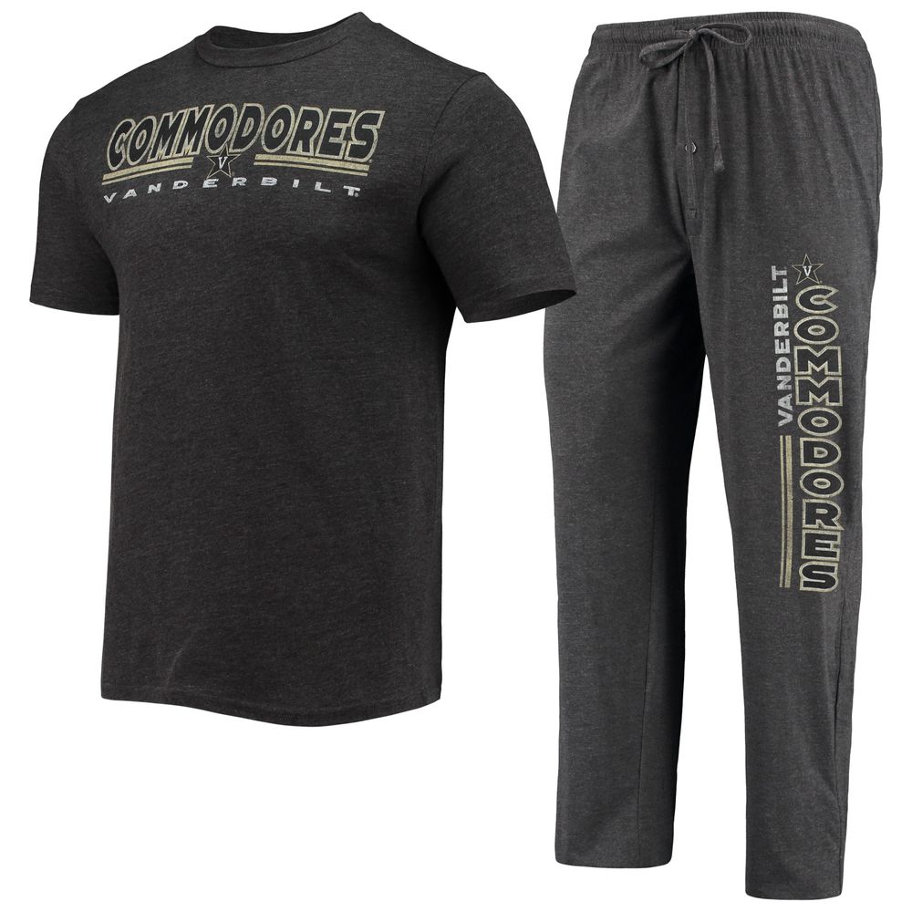 Men's Concepts Sport Heathered Charcoal/Black Vanderbilt Commodores Meter T-Shirt & Pants Sleep Set