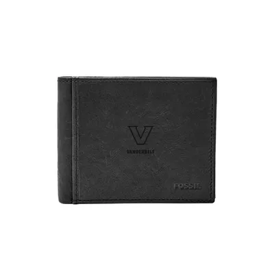 Vanderbilt Commodores Fossil Leather Ingram RFID Flip ID Bifold Wallet - Black