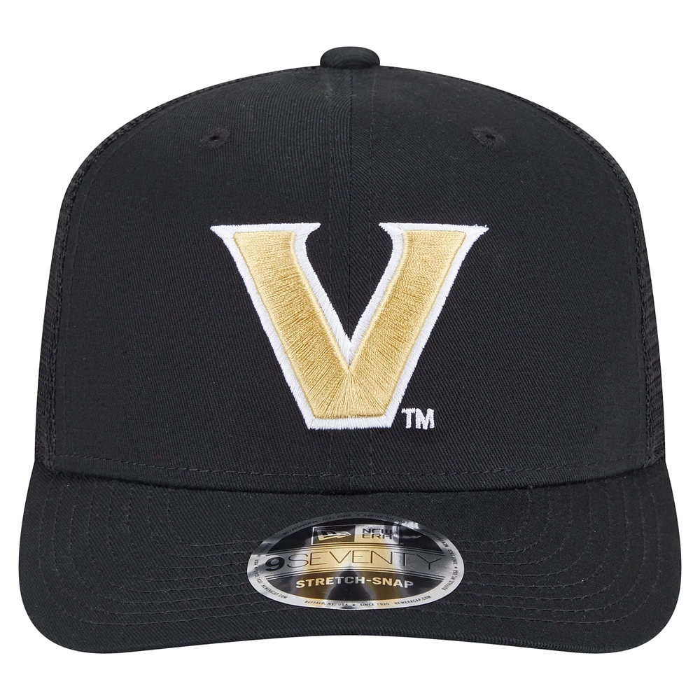 Casquette camionneur extensible noire New Era Vanderbilt Commodores Primary 9SEVENTY pour homme