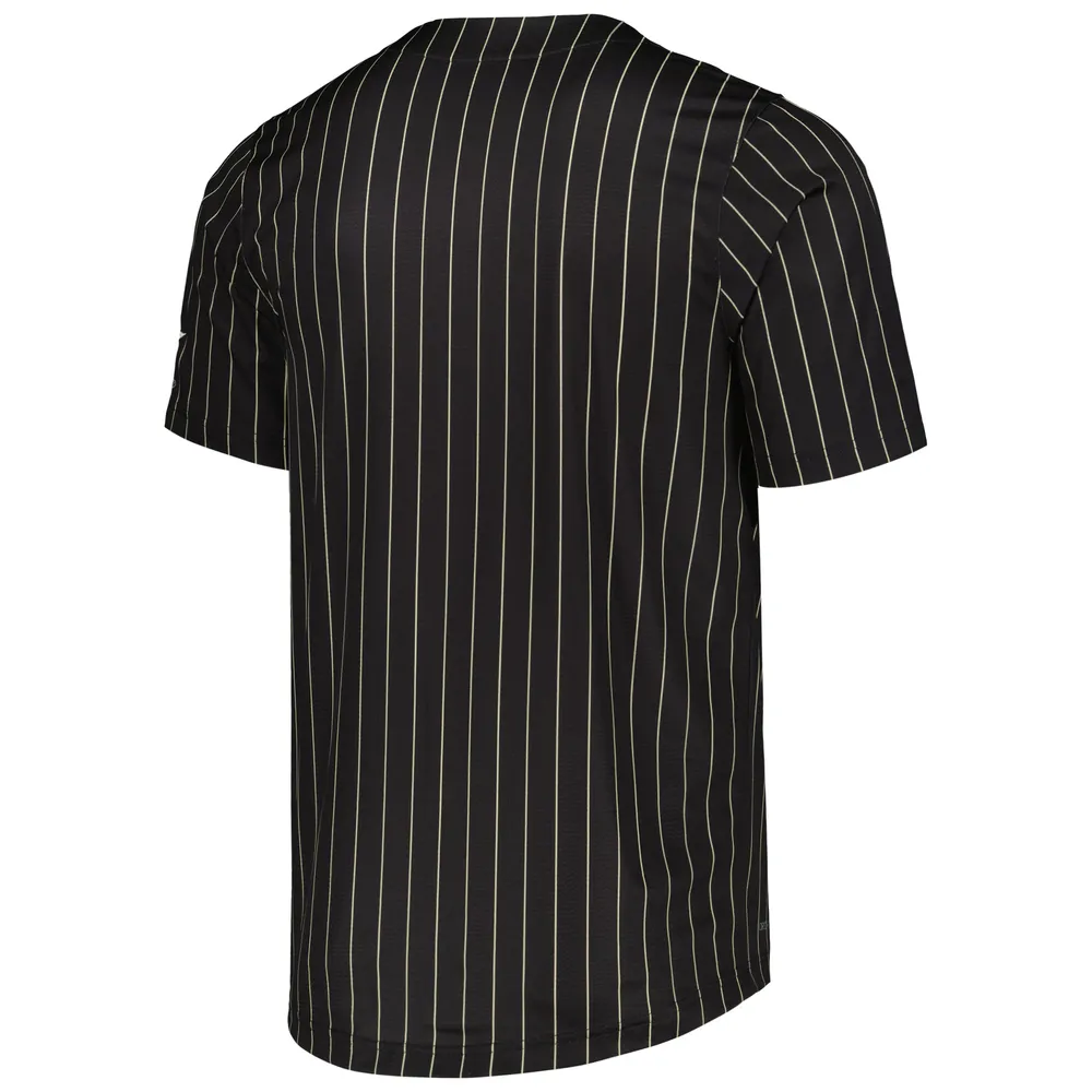 Men's Nike Black/Gold Vanderbilt Commodores Pinstripe Replica Full-Button Baseball Jersey