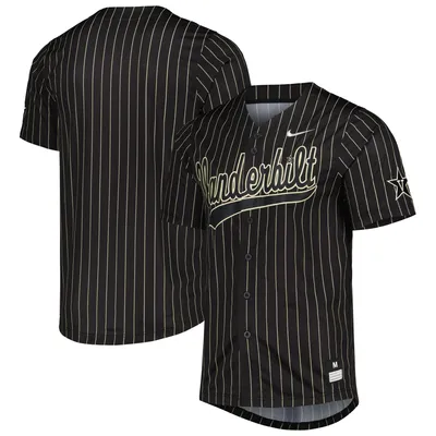 Maillot de baseball réplique à boutons complets Nike Vanderbilt Commodores Pinstripe pour homme, noir/or