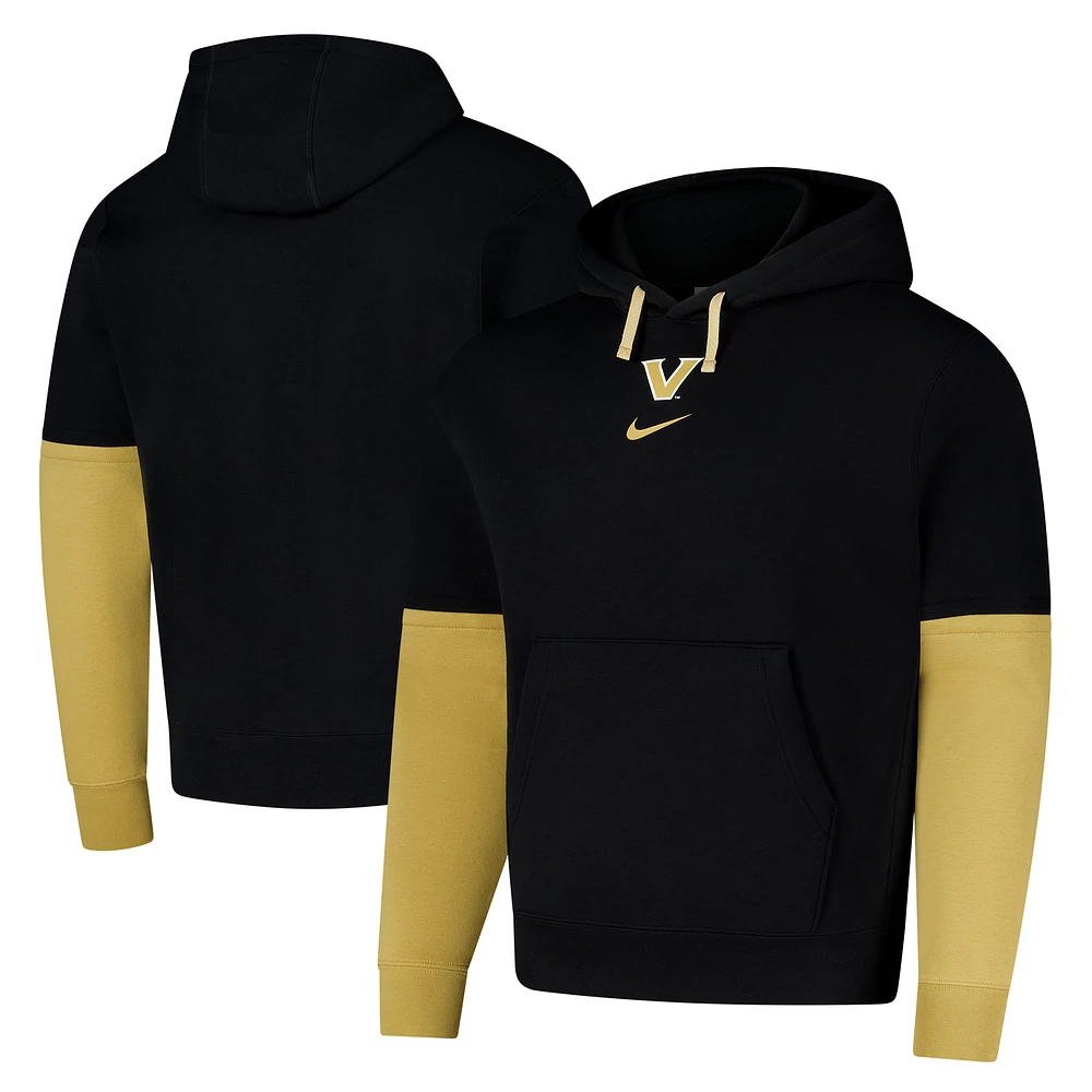 Sweat à capuche en polaire Nike Vanderbilt Commodores 2024 Sideline Club noir pour homme