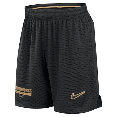 Short Nike noir Vanderbilt Commodores 2024 Sideline en maille pour homme