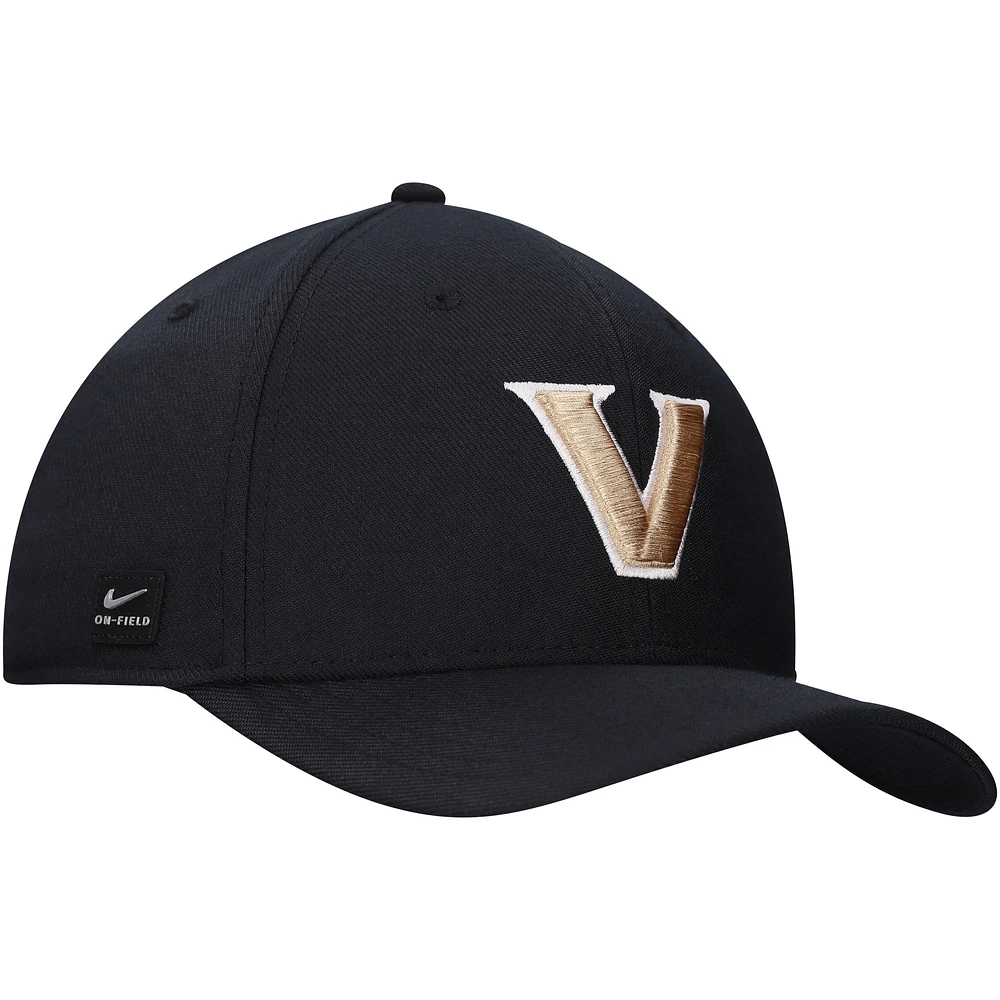 Men's Nike Black Vanderbilt Commodores 2024 Sideline Rise Swoosh Flex Hat