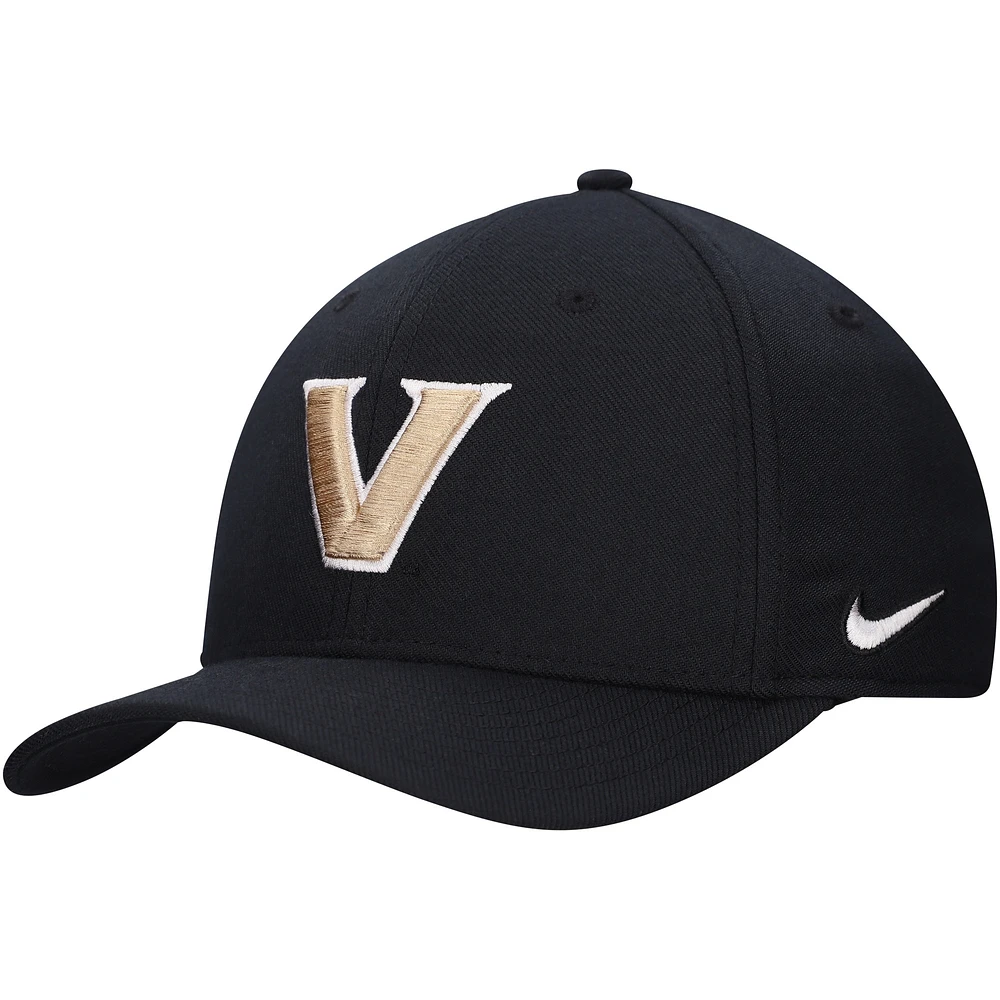 Men's Nike Black Vanderbilt Commodores 2024 Sideline Rise Swoosh Flex Hat