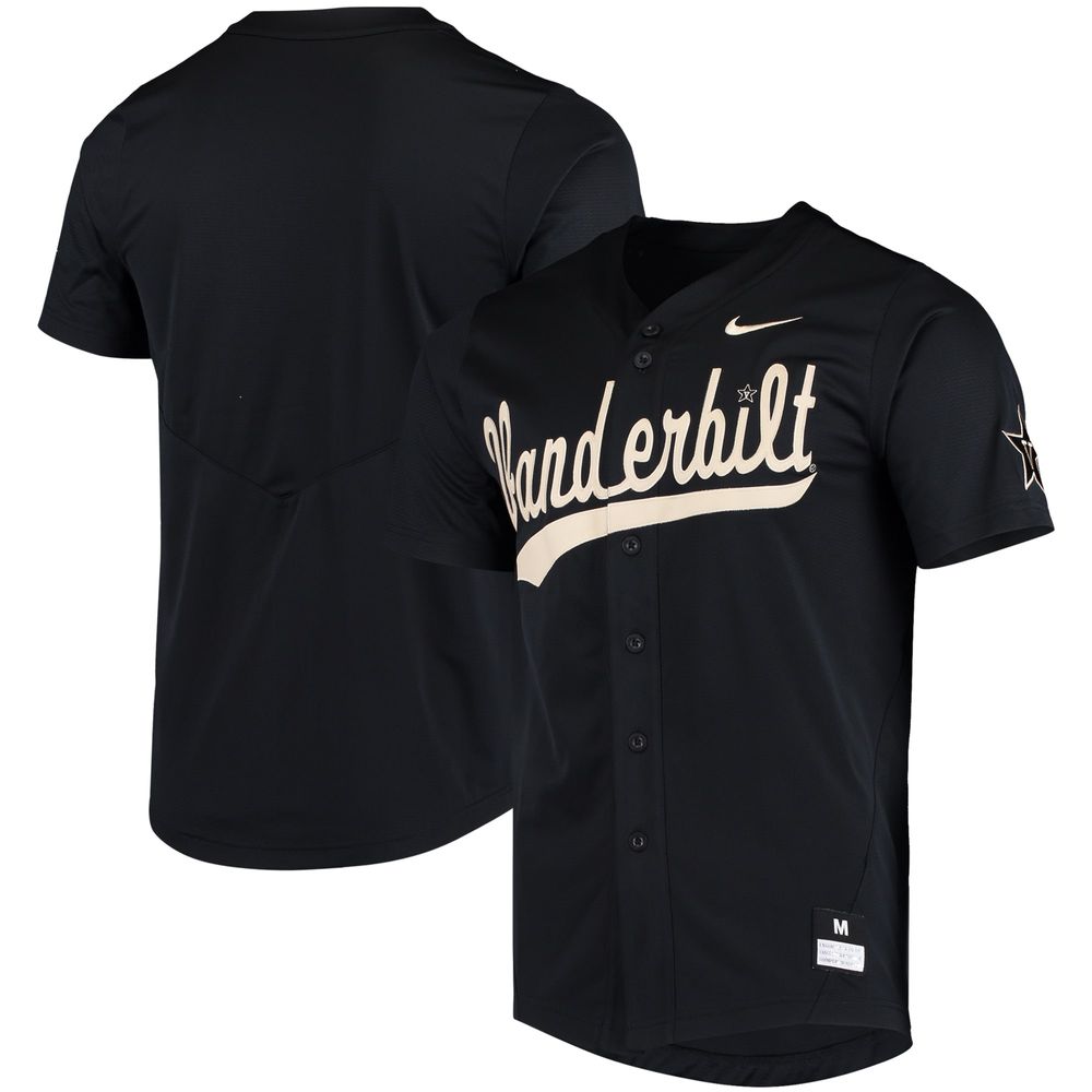 Men's Nike Black Vanderbilt Commodores Vapor Untouchable Elite Replica Full-Button Baseball Jersey