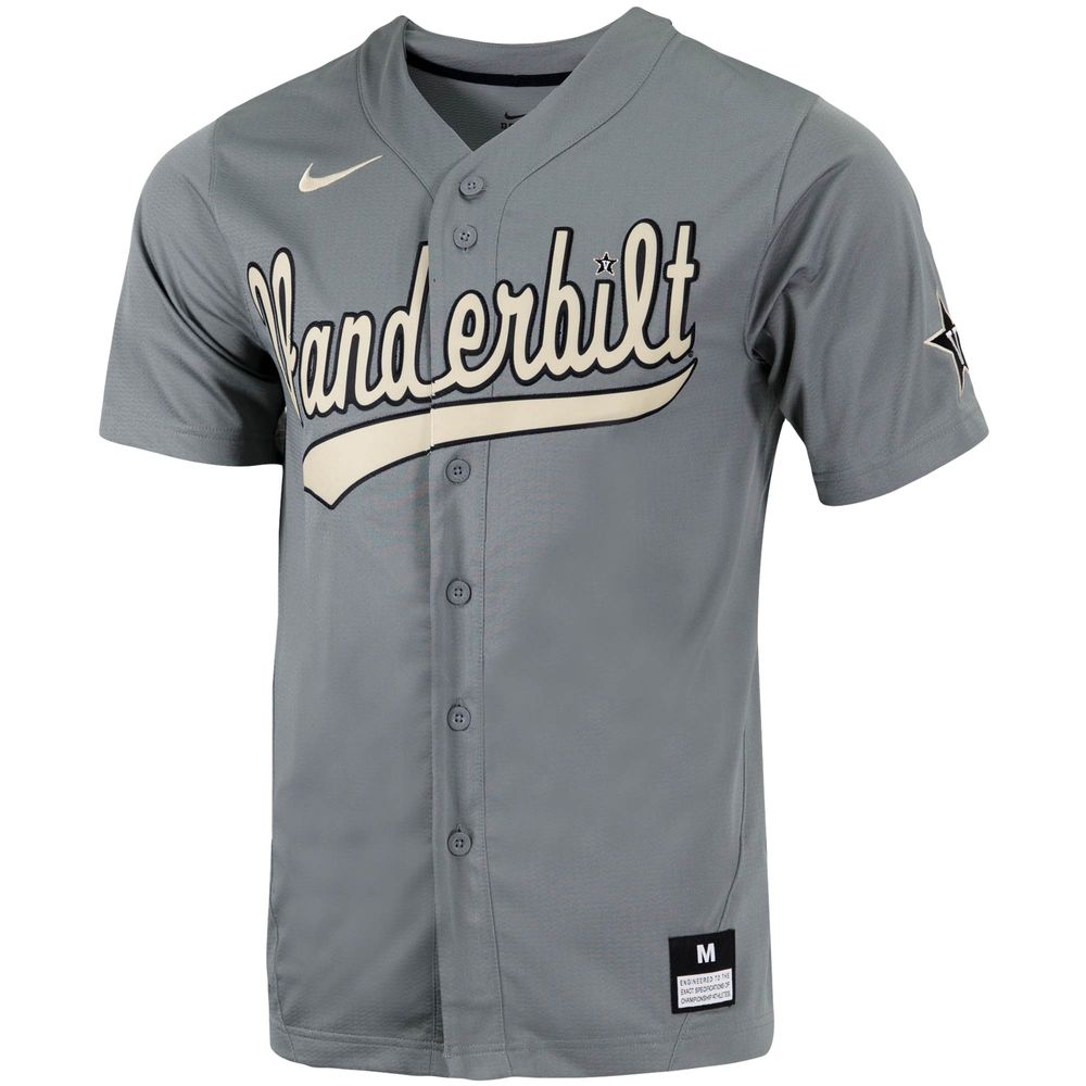 Men's Nike Charcoal Vanderbilt Commodores Replica Full-Button Baseball Jersey