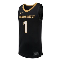 Men's Nike #1 Black Vanderbilt Commodores Replica Basketball Jersey