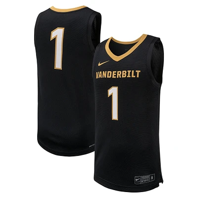 Maillot de basket-ball réplique Nike #1 noir Vanderbilt Commodores pour homme