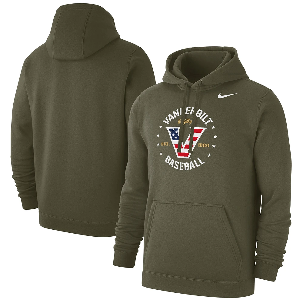 Sweat à capuche Nike Olive Vanderbilt Commodores Baseball Military Appréciation pour hommes