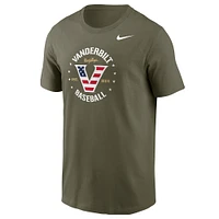 T-shirt d'appréciation militaire de baseball Nike Olive Vanderbilt Commodores pour hommes