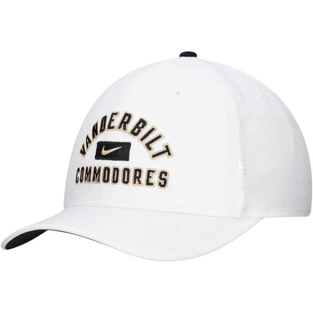 Casquette Nike Vanderbilt Commodores Rise Flex blanche pour homme