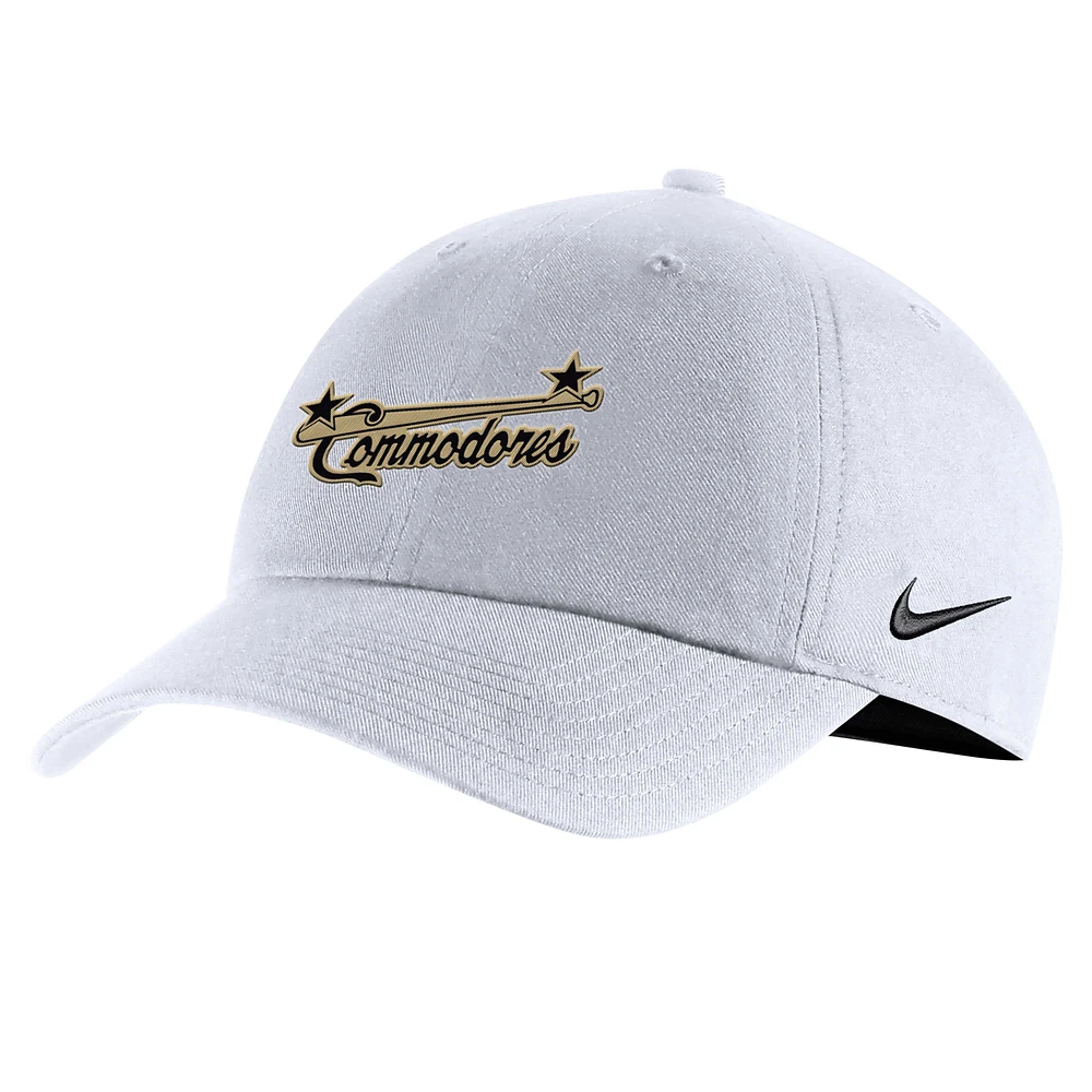 Casquette réglable Nike Vanderbilt Commodores Vault Campus blanche pour homme