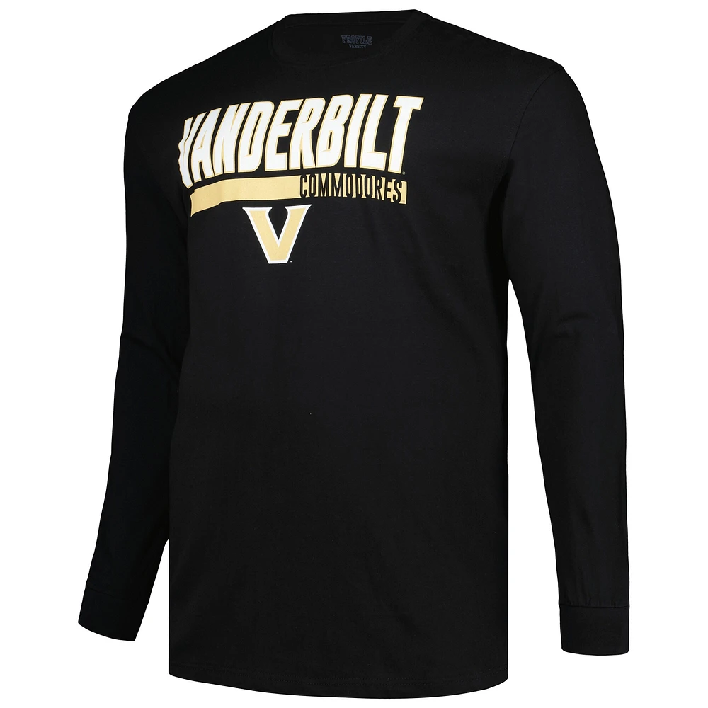 T-shirt à manches longues deux coups pour homme Profile noir Vanderbilt Commodores Big & Tall