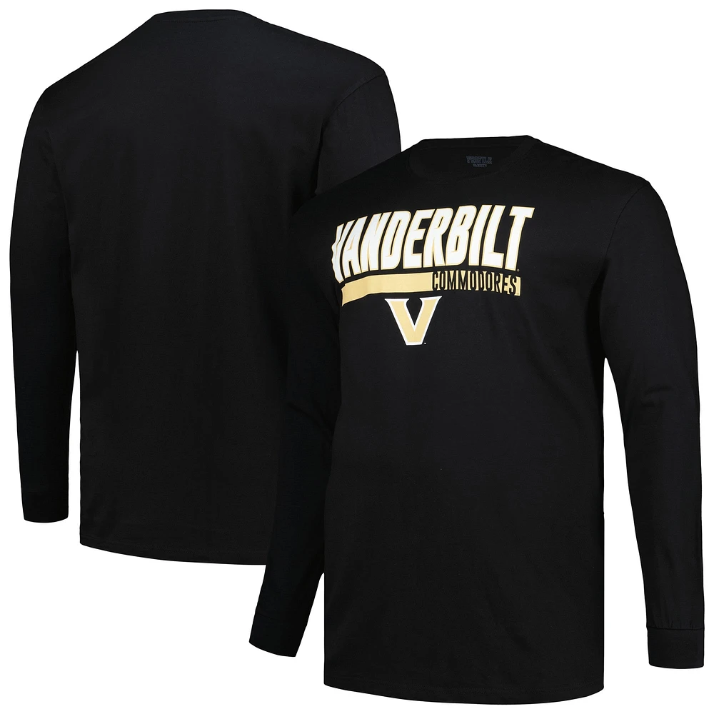 Men's Profile Black Vanderbilt Commodores Big & Tall Two-Hit Long Sleeve T-Shirt