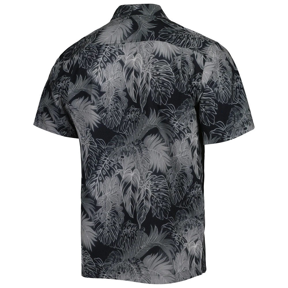Men's Tommy Bahama Black Vanderbilt Commodores Coast Luminescent Fronds IslandZone Button-Up Camp Shirt