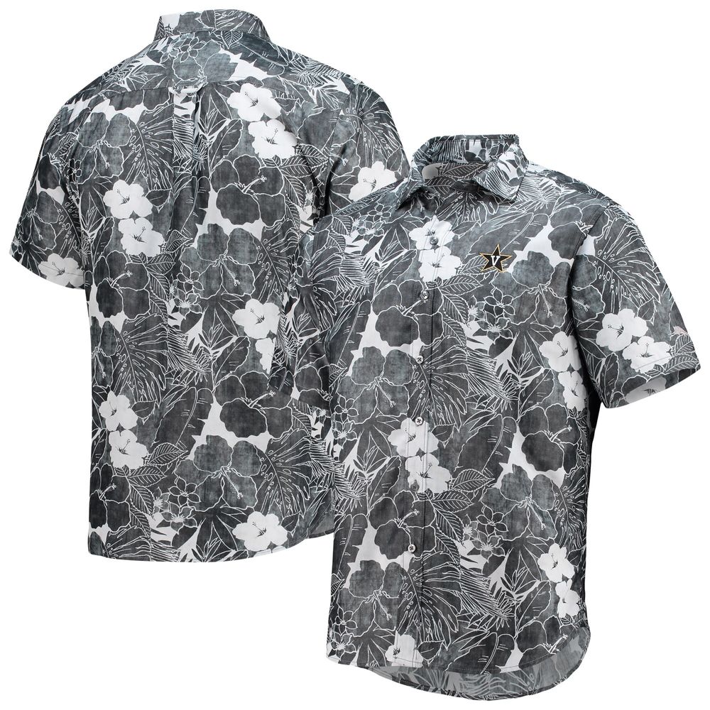 Men's Tommy Bahama Black Vanderbilt Commodores Coconut Point Playa Flora IslandZone Button-Up Shirt