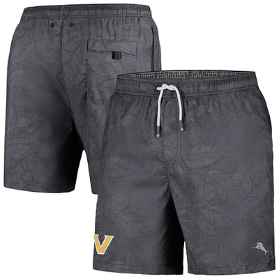 Men's Tommy Bahama Black Vanderbilt Commodores Naples Layered Leaves Swim Trunks