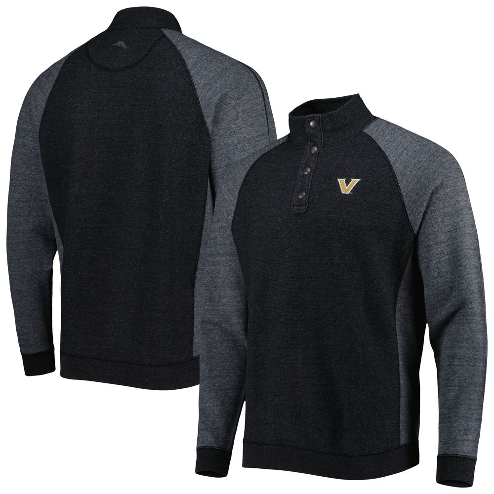 Men's Tommy Bahama Black Vanderbilt Commodores Sport Scrimmage Snap Mock Neck Raglan Button-Up Jacket