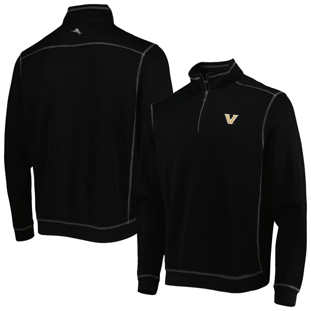 Men's Tommy Bahama Black Vanderbilt Commodores Sport Tobago Bay Tri-Blend Mock Neck Half-Zip Jacket