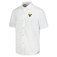 Chemise boutonnée Tommy Bahama blanche Vanderbilt Commodores Coconut Point Palm Vista IslandZone Camp pour hommes