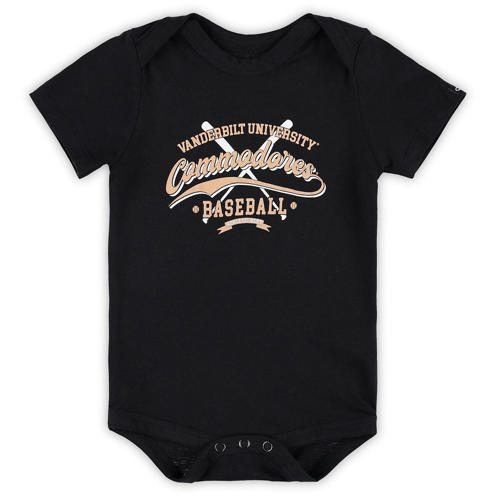 Newborn & Infant Garb Black Vanderbilt Commodores Otis Baseball Bodysuit