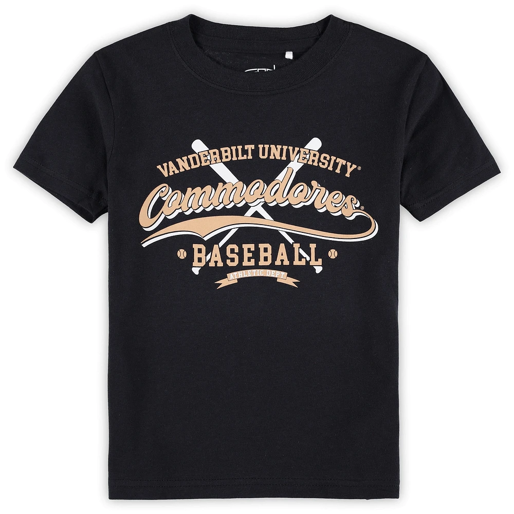 T-shirt de baseball noir Vanderbilt Commodores Toni pour tout-petits