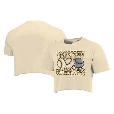 Women's Natural Vanderbilt Commodores Comfort Colors Baseball Cropped T-Shirt