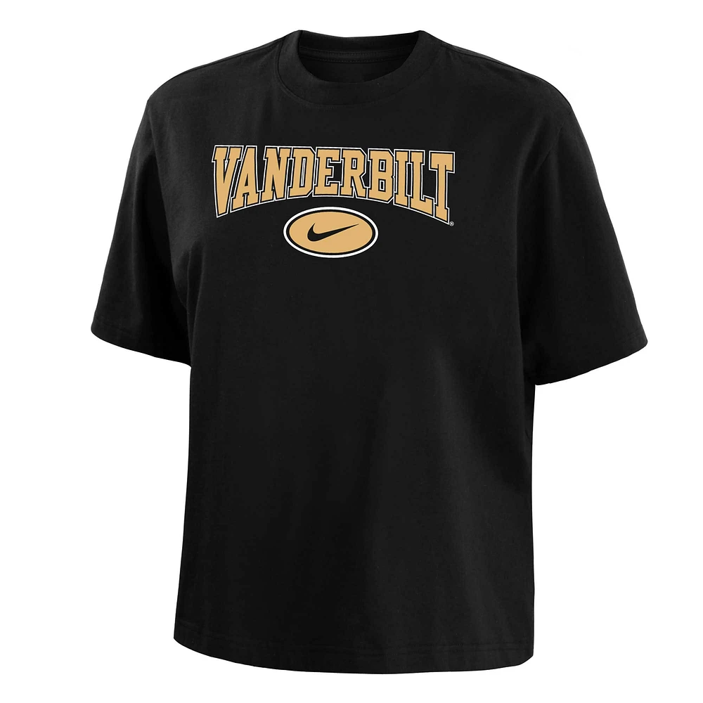 T-shirt Nike Vanderbilt Commodores Boxy noir pour femme