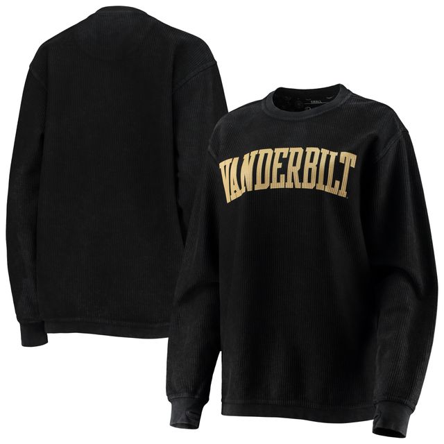 Sweat-shirt Pressbox pour femme Noir Vanderbilt Commodores Comfy Cord Vintage Wash Basic Arch Pullover