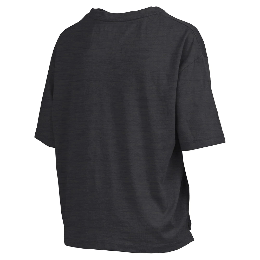 Women's Pressbox Black Vanderbilt Commodores Nelson Arch Over Logo Waist Length Oversized Slub T-Shirt
