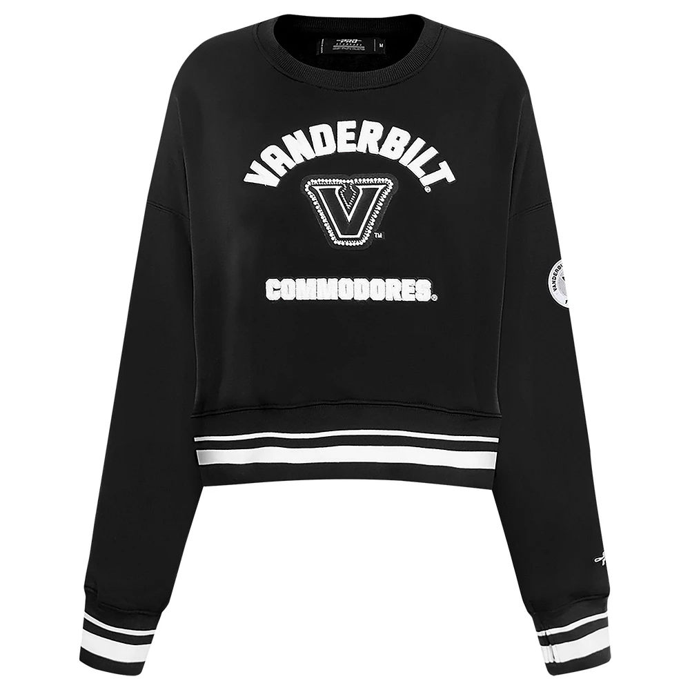 Women's Pro Standard  Black Vanderbilt Commodores Pearl Cropped Pullover Sweatshirt