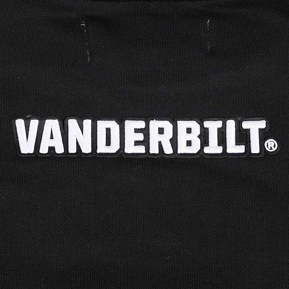 Women's Pro Standard  Black Vanderbilt Commodores Pearl Cropped Pullover Sweatshirt