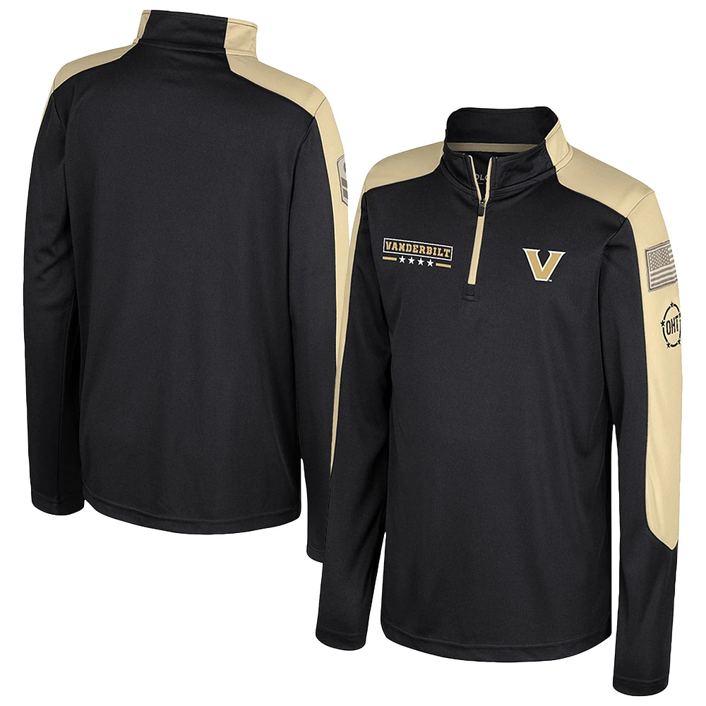 Youth Colosseum  Black Vanderbilt Commodores OHT Military Appreciation Cyclone Quarter-Zip Windshirt