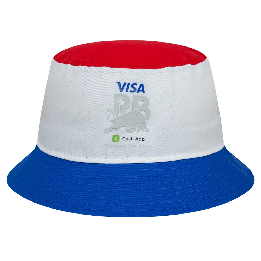 Men's New Era White RB Visa Cash App Essential Color Block Bucket Hat