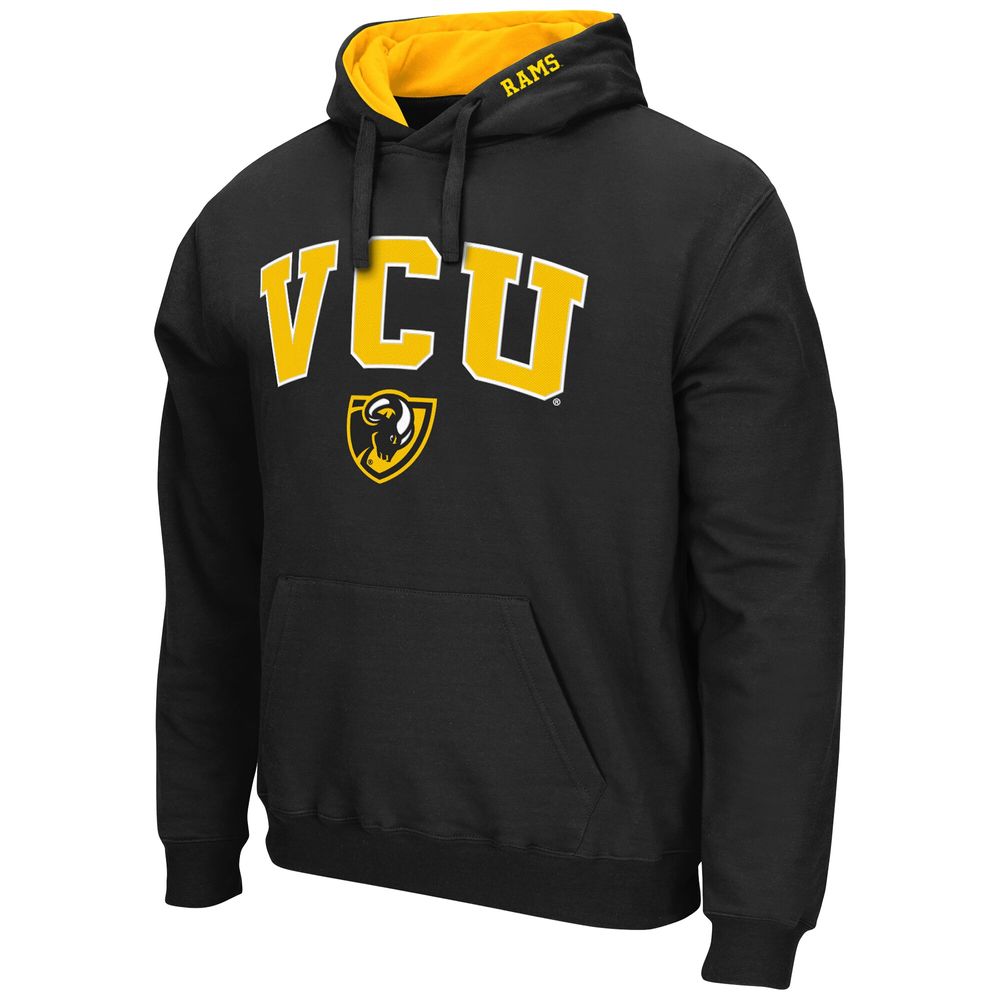 Men's Colosseum Black VCU Rams Arch and Logo Pullover Hoodie