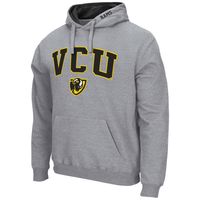 Men's Colosseum Heathered Gray VCU Rams Arch and Logo Pullover Hoodie