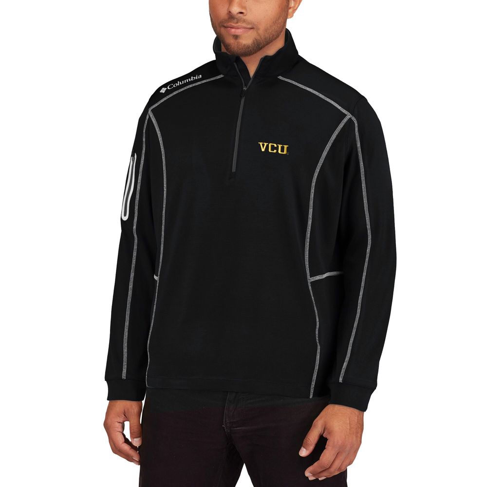 Men's Columbia Golf Black VCU Rams Shotgun Omni-Wick Quarter-Zip Pullover Jacket