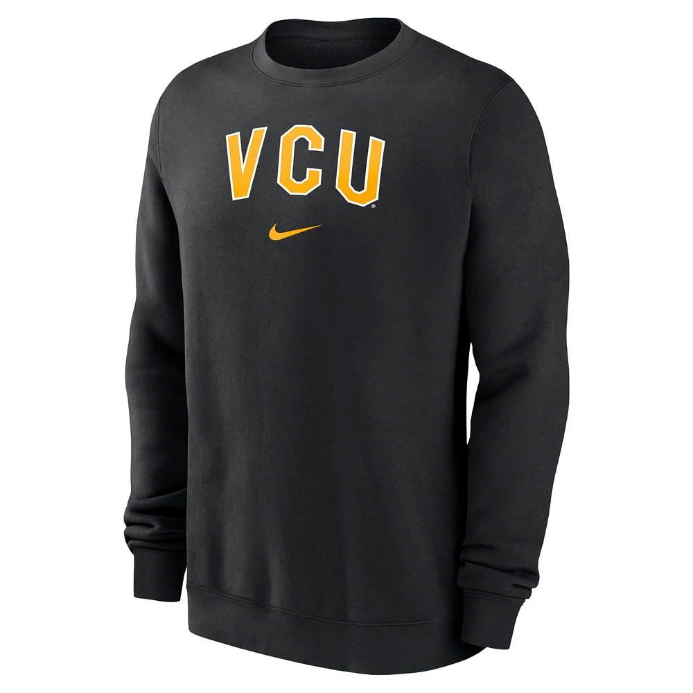 Men's Nike  Black VCU Rams Arch Club Fleece Pullover Sweatshirt