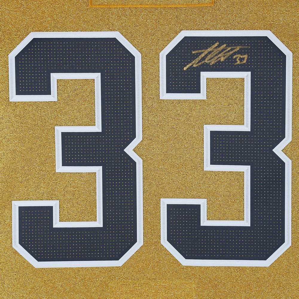Maillot authentique adidas doré autographié par Adin Hill Vegas Golden Knights avec patch de la Coupe Stanley