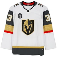 Maillot adidas authentique blanc autographié par Adin Hill Vegas Golden Knights et écusson de la finale de la Coupe Stanley 2023 avec l'inscription « 2023 SC Champs »