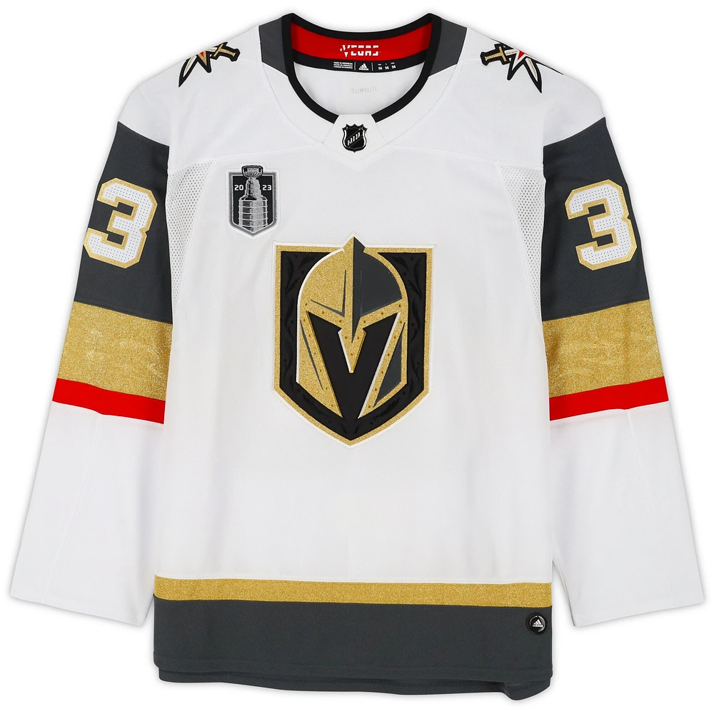 Maillot authentique adidas blanc autographié par Adin Hill Vegas Golden Knights avec écusson de la finale de la Coupe Stanley 2023