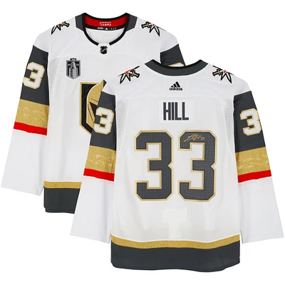 Maillot authentique adidas blanc autographié par Adin Hill Vegas Golden Knights avec écusson de la finale de la Coupe Stanley 2023
