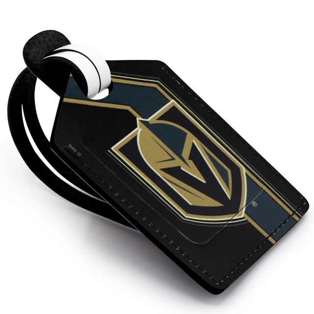 Étiquette de bagage en cuir personnalisée Black Vegas Golden Knights