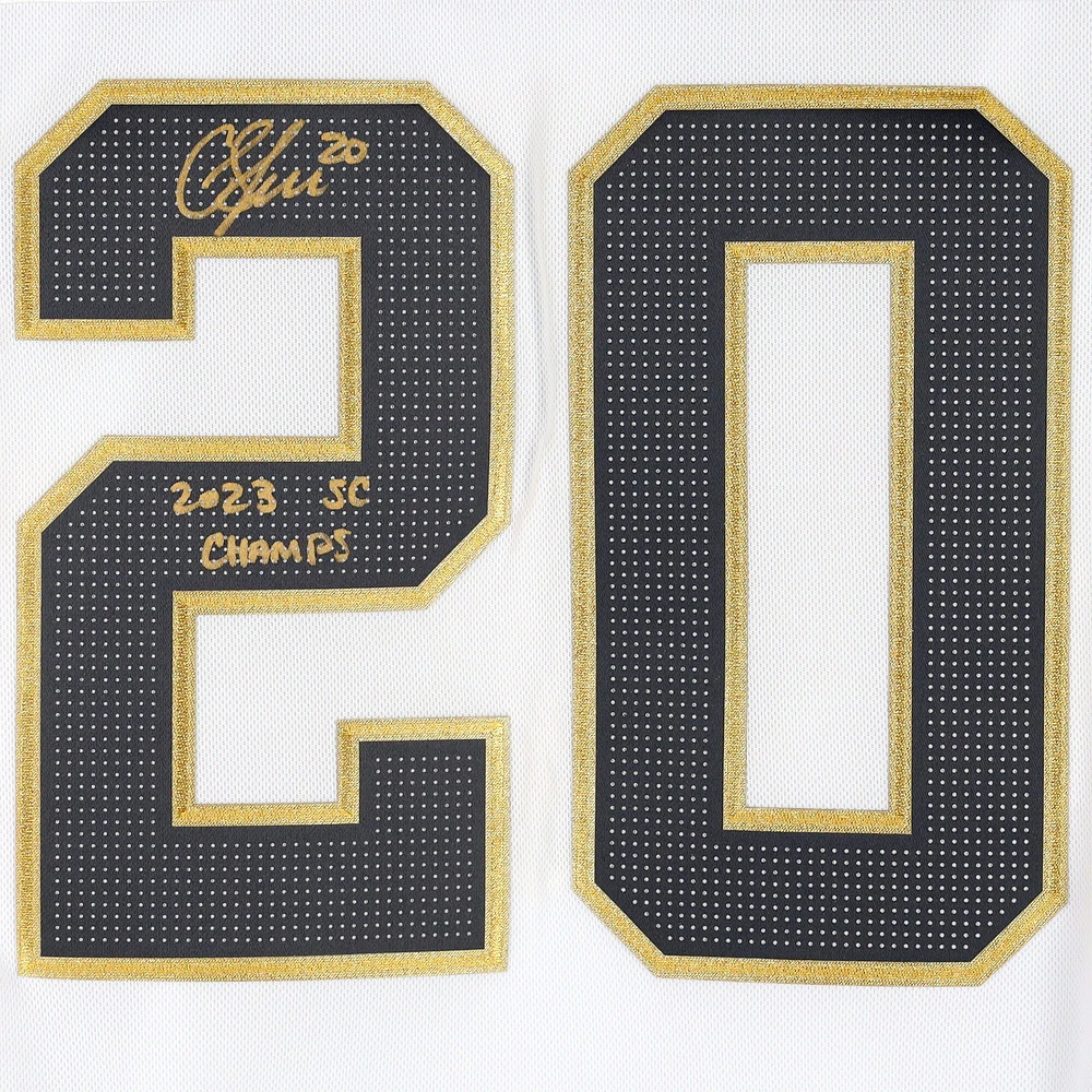 Maillot authentique adidas blanc autographié par Chandler Stephenson des Vegas Golden Knights avec écusson de la finale de la Coupe Stanley 2023 avec inscription « 2023 SC Champs »