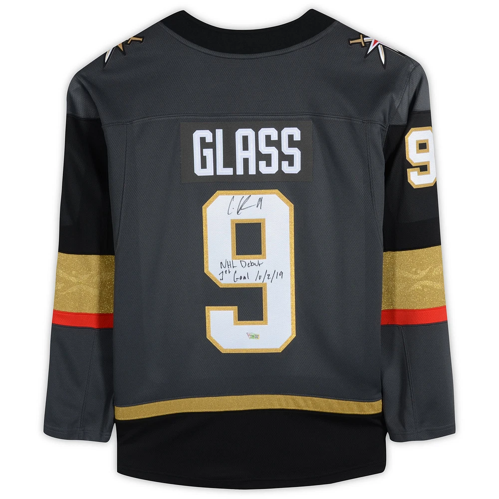 Maillot Breakaway des Fanatics noirs autographiés par Cody Glass Vegas Golden Knights avec plusieurs inscriptions