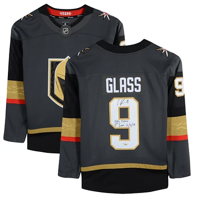 Maillot Breakaway des Fanatics noirs autographiés par Cody Glass Vegas Golden Knights avec plusieurs inscriptions
