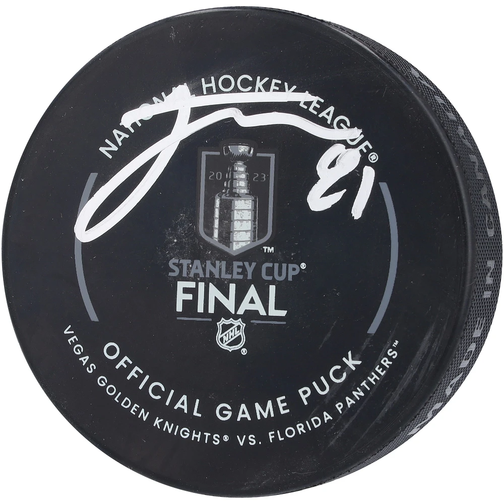 Fanatics Authentic Jonathan Marchessault Vegas Golden Knights vs. Florida Panthers Autographed 2023 Stanley Cup Final Matchup Official Game Puck